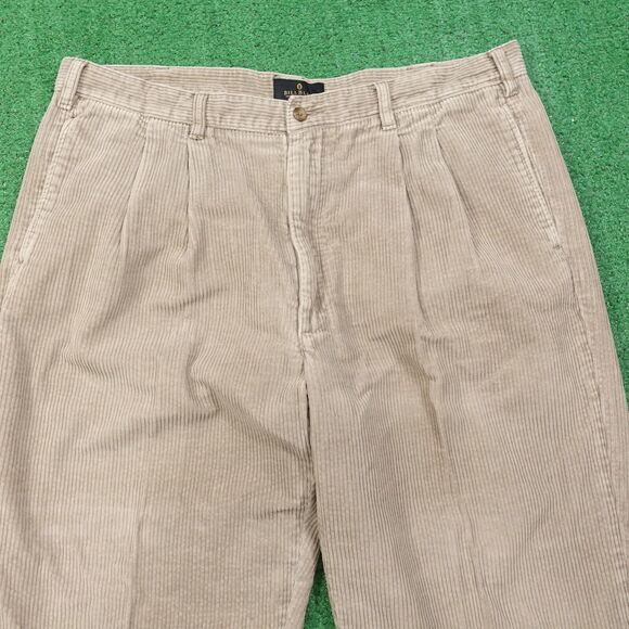 BILL BLASS BLACK LABEL CASUALS BEIGE KHAKI PLEATED CORDUROY PANTS MENS 40X30 - Picture 3 of 8